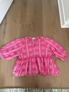 Umgee Pink Embrodiered Lace Top